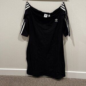 Adidas Off-the-Shoulder Dress | Women's Size L | Black and White